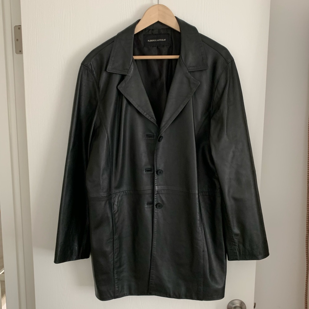 Black napa sheepskin leather mid jacket US size XL